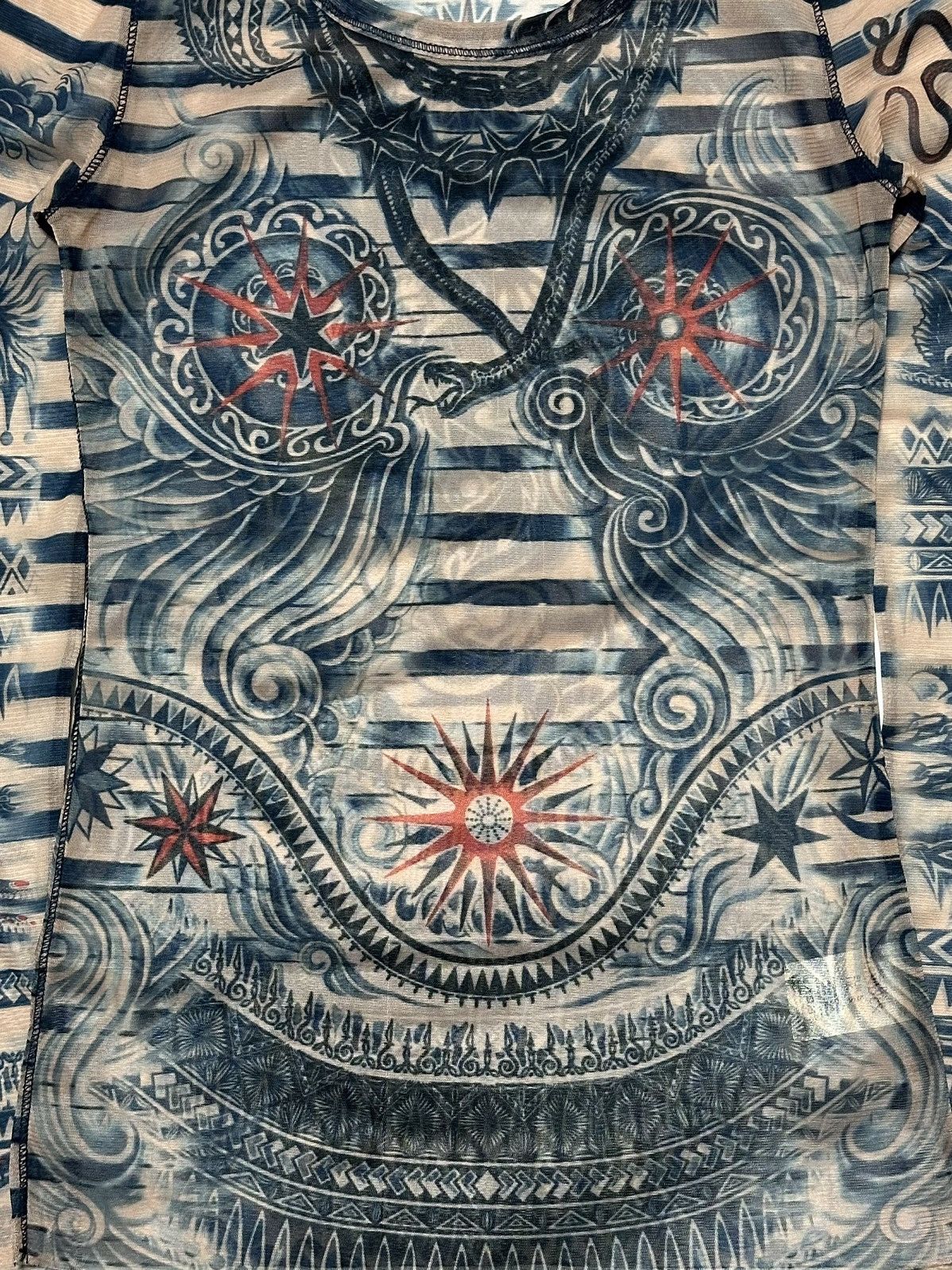 Jean Paul Gaultier JEAN PAUL GAULTIER 2014 Tattoo Mesh Long Sleeve T-Shirt Size S / US 4 / IT 40 - 4 Thumbnail
