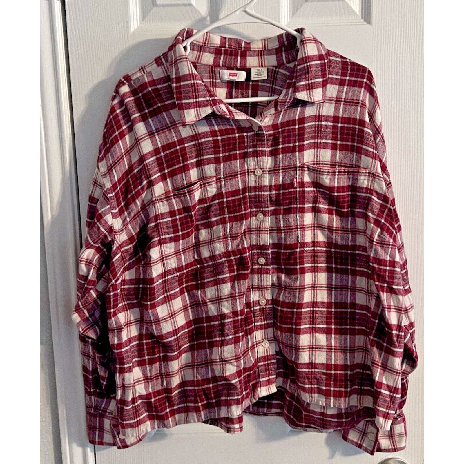 Levi's Levi Shirt Woman XXL Red Plaid Crop Button Grunge Skater Y2K Size XXL / US 16-18 / IT 52-54 - 1 Thumbnail