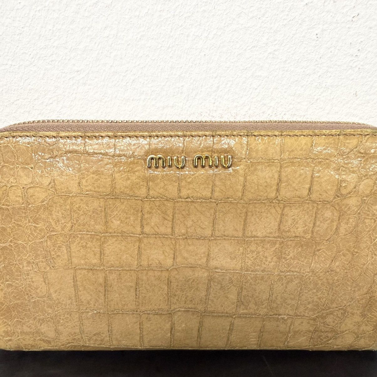 Miu Miu Vintage Miu Miu Runaway Croc Beige Long Wallet Archive Size ONE SIZE - 2 Thumbnail