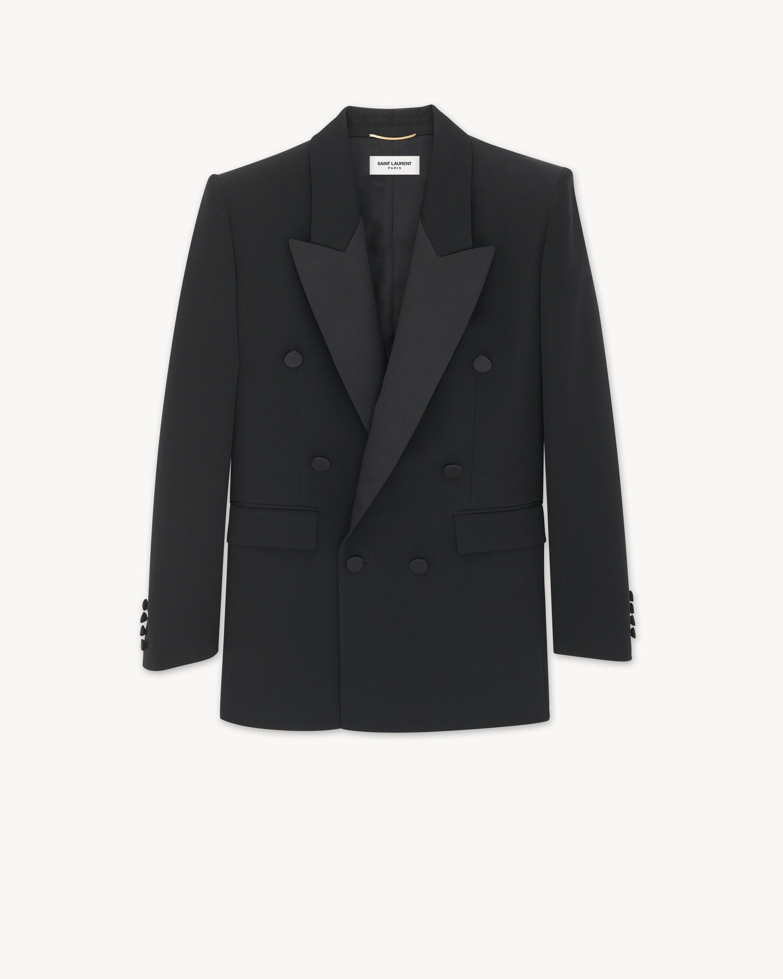 Saint Laurent Paris o1bcso1str1224 Tuxedo Jacket in Grain De Poudre in Black Size XXL / US 16-18 / IT 52-54 - 1 Preview