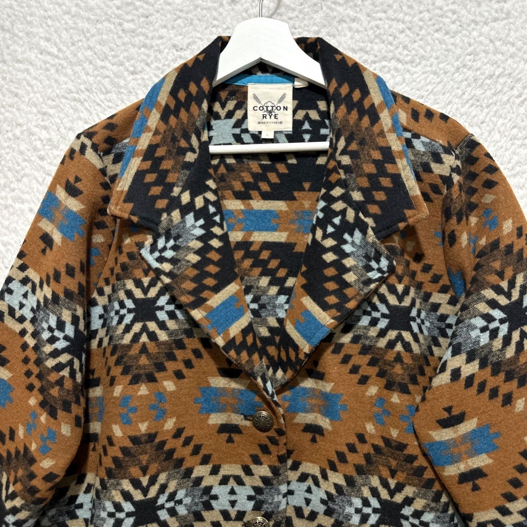 Vintage Cotton & Rye Outfitters Aztec Western Geometric Blazer Jacket Brown Size L Size 42R - 4 Thumbnail