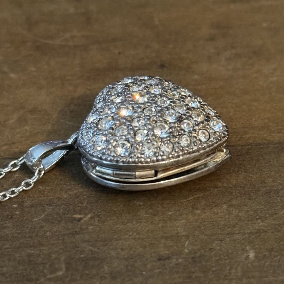 Other Sterling silver pave heart locket pendant necklace Size ONE SIZE - 4 Thumbnail