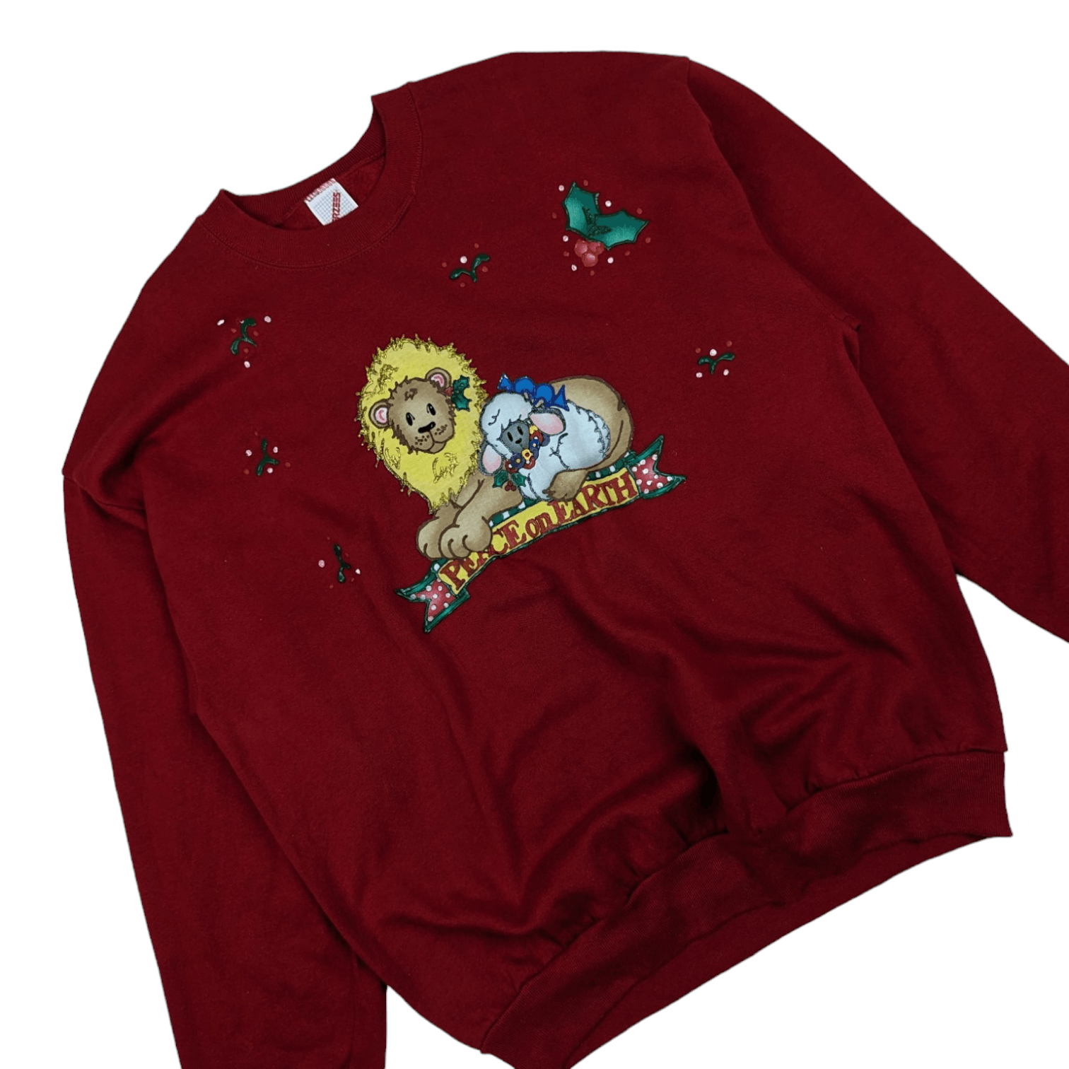 Jerzees Vintage 90's JERZEES Lion Peace On Earth Jumper Sweatshirt Size US XL / EU 56 / 4 - 3 Thumbnail