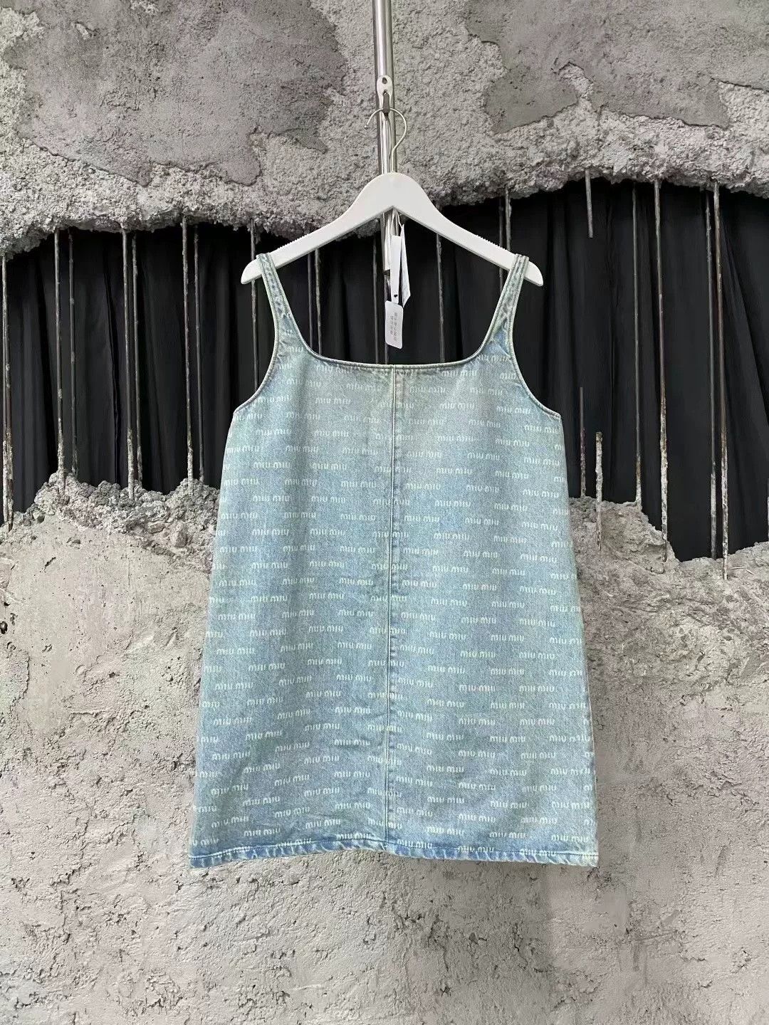 Miu Miu Miu Miu All-Over Logo Denim Dress Size US 28 / EU 44 - 2 Thumbnail