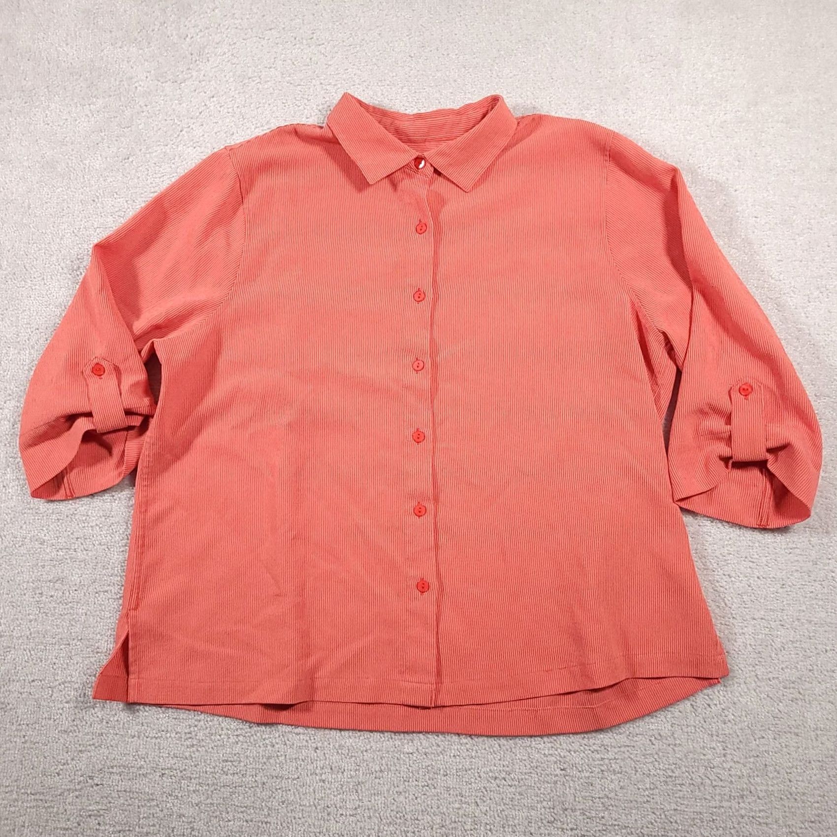 Vintage CJ Banks Womens 1X Orange Button Up Shirt - Plus Size Casual Size XL / US 12-14 / IT 48-50 - 2 Thumbnail