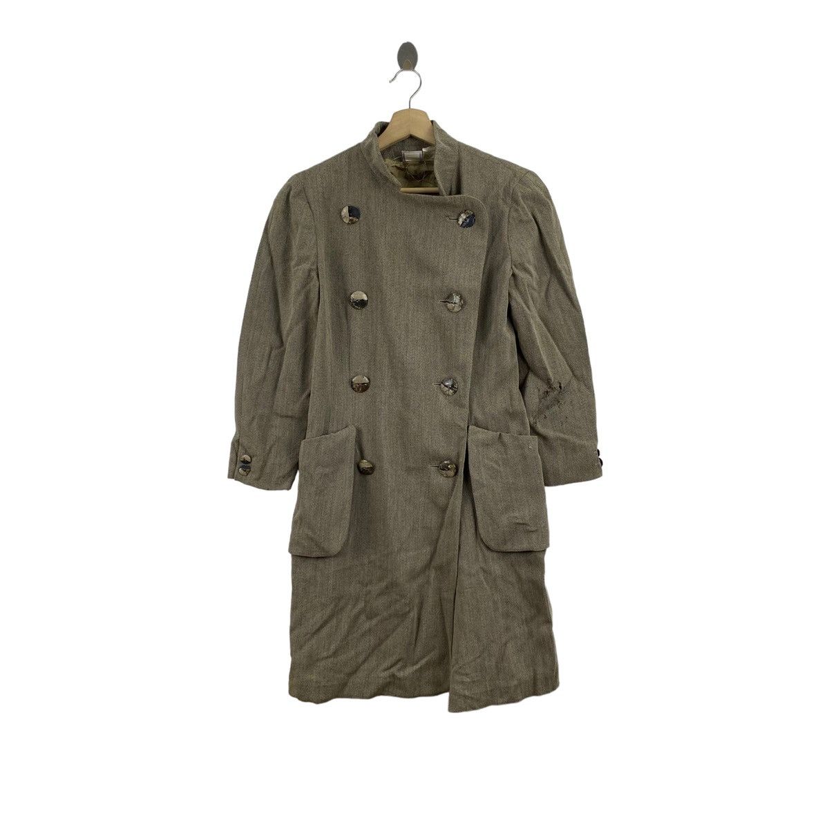 image of Italian Designers x Vintage Krizia Italian Designer Trench Coat Parka in Brown, Women's (Size Small