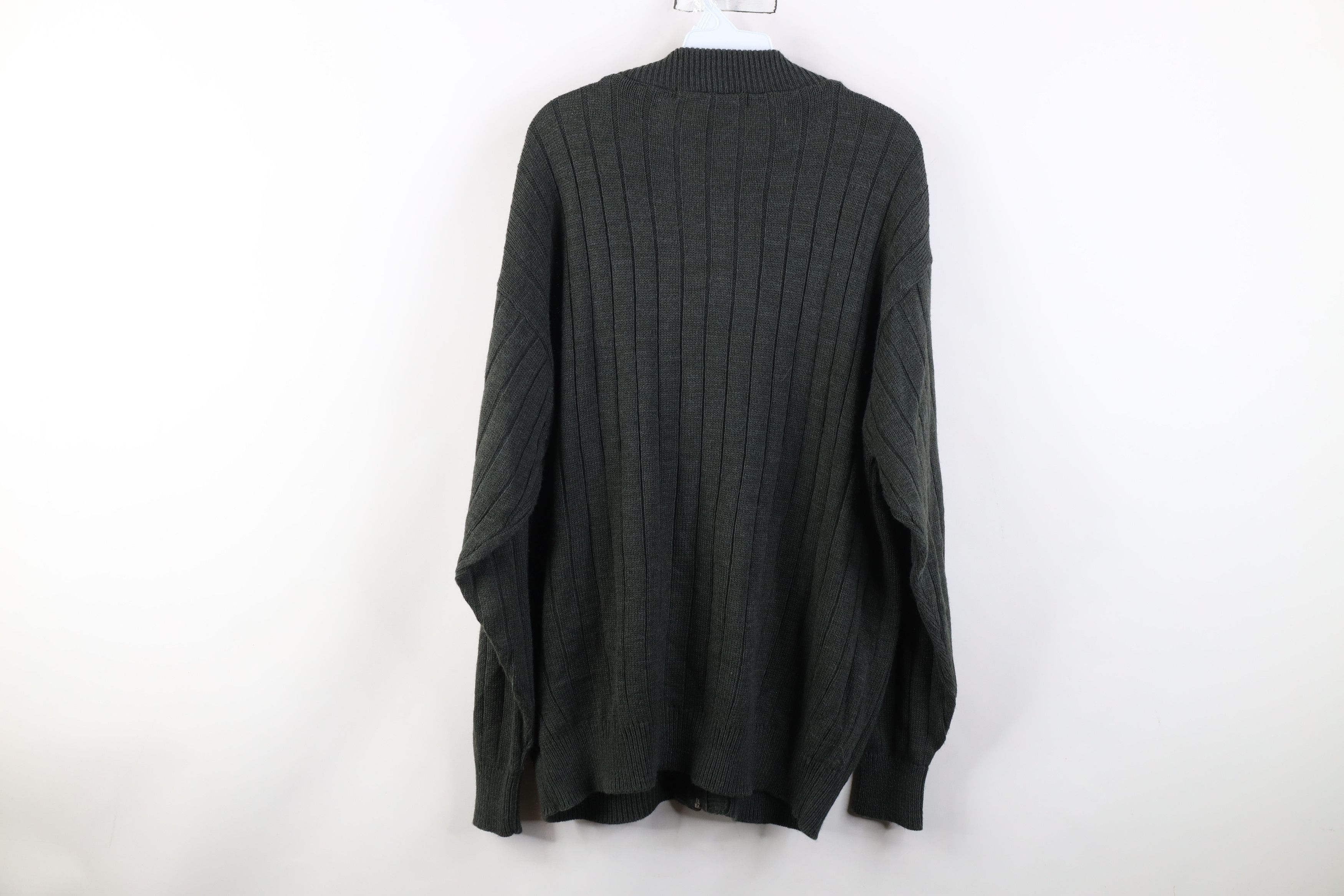 Vintage Vintage 90s Streetwear Ribbed Knit Full Zip Cardigan Sweater Size US XL / EU 56 / 4 - 10 Thumbnail