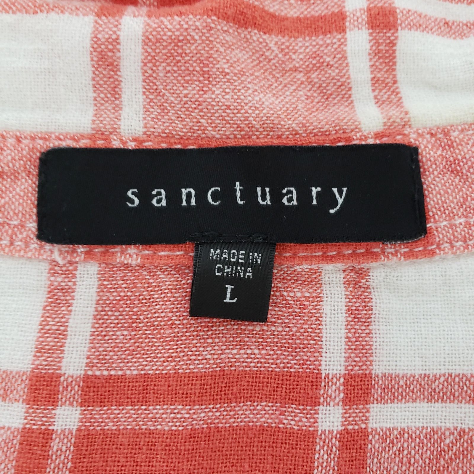 Sanctuary Sanctuary Linen Blend Boyfriend Shirt Plaid Cuffed Long Slee Size L / US 10 / IT 46 - 10 Thumbnail