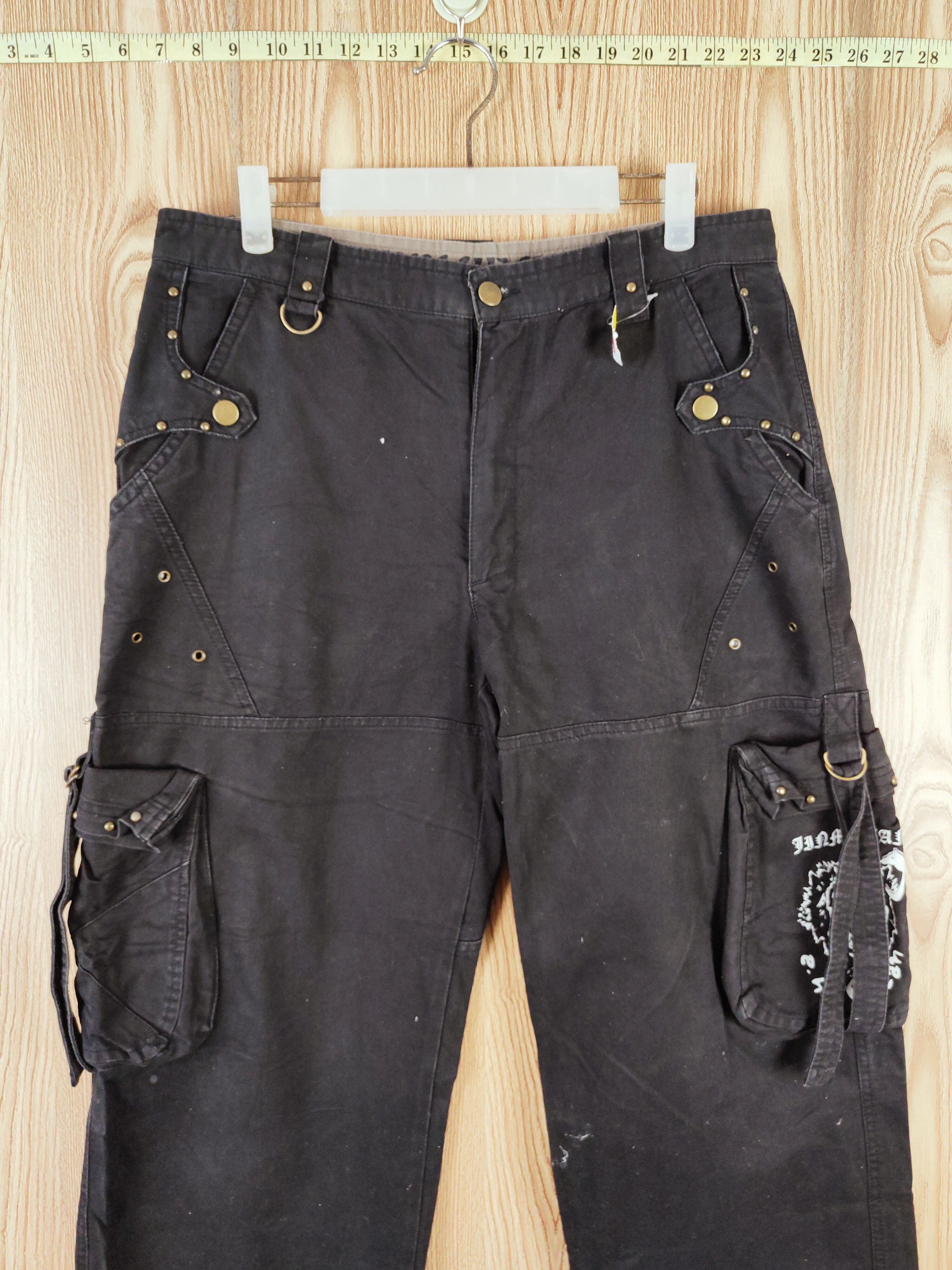 Japanese Brand DL JinMa Jeans Black Multipocket Tactical Cargo Pants #W518 Size US 32 / EU 48 - 2 Thumbnail