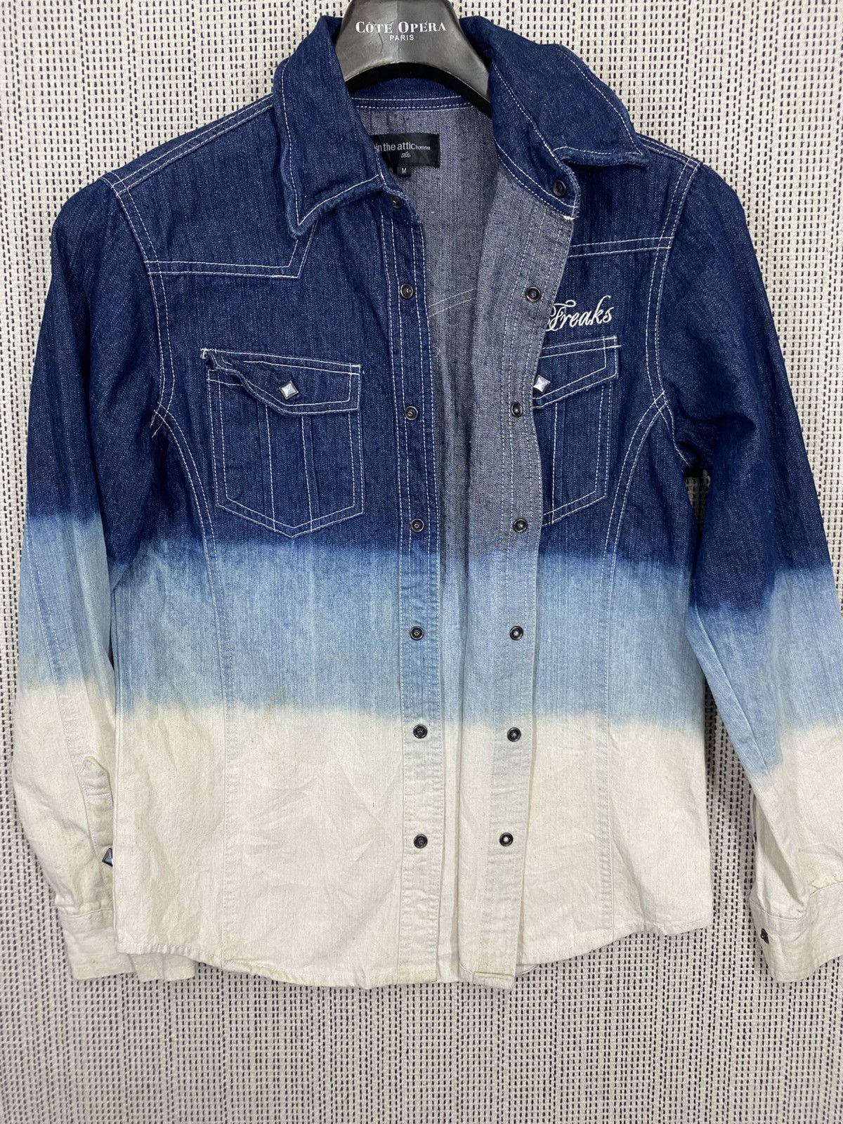 Designer × In The Attic × Japanese Brand INC Denim Western Shirt Blue Ombre 2 Pocket Button Up Size US M / EU 48-50 / 2 - 8 Thumbnail