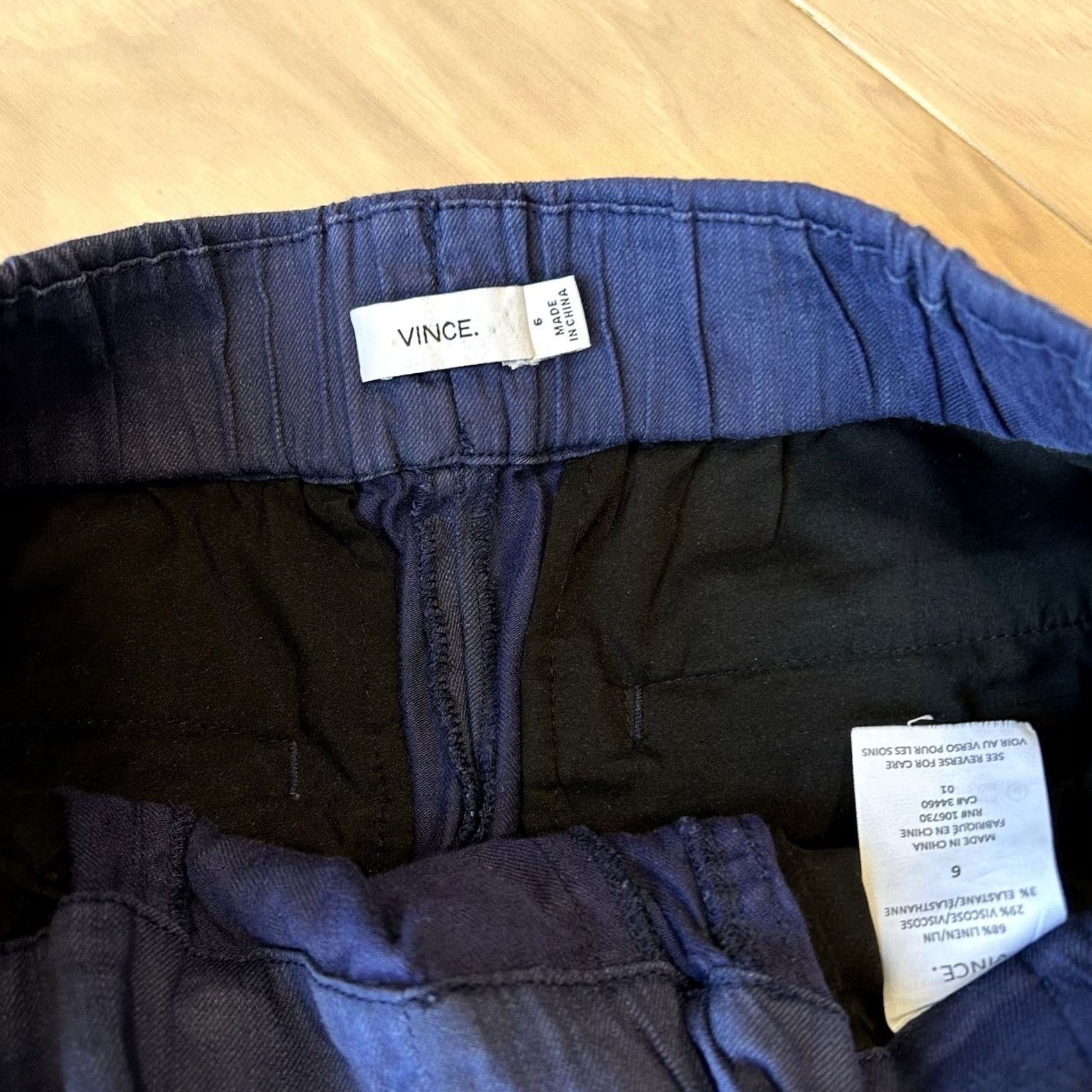 Vince Vince Blue Linen Blend Belted Trousers Slim Pants Women's 6 Size 28" / US 6 / IT 42 - 5 Thumbnail