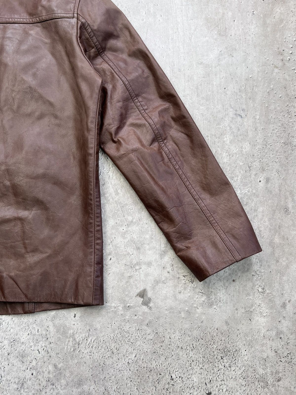 Vintage BLAZER Avant Garde Leather BROWN Jacket DISTRESSED Size US M / EU 48-50 / 2 - 15 Thumbnail