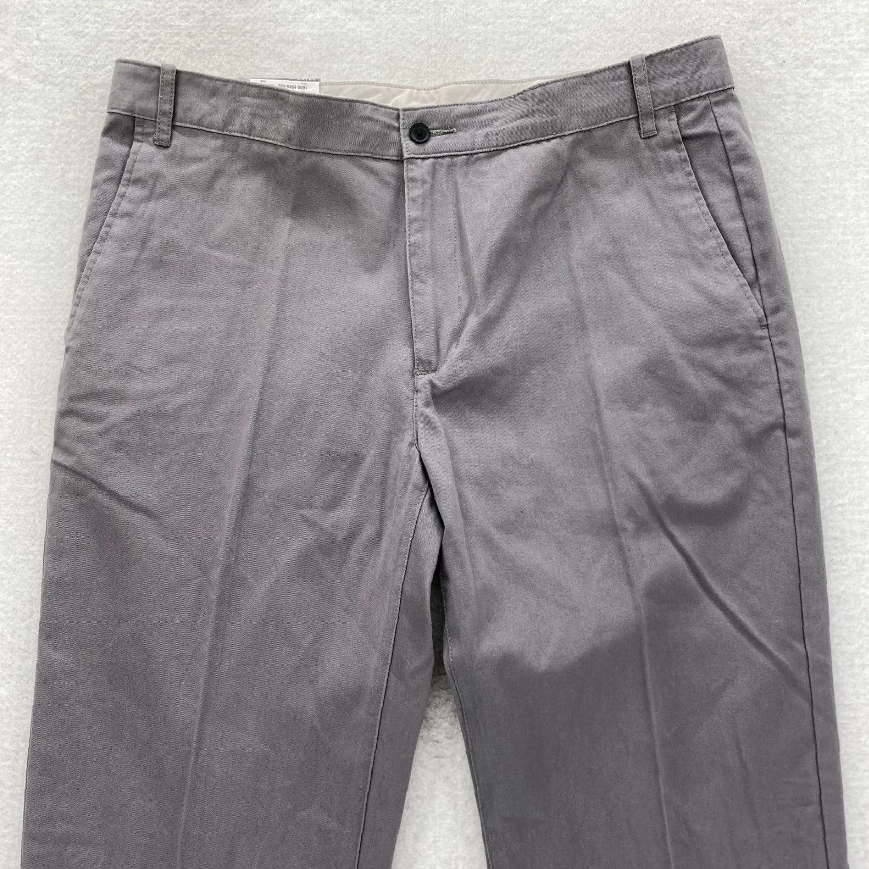 Liz Claiborne Claiborne Chino Pants Mens 34x32 Straight Leg Gray Flat Front Mid Rise Casual Size US 34 / EU 50 - 2 Thumbnail