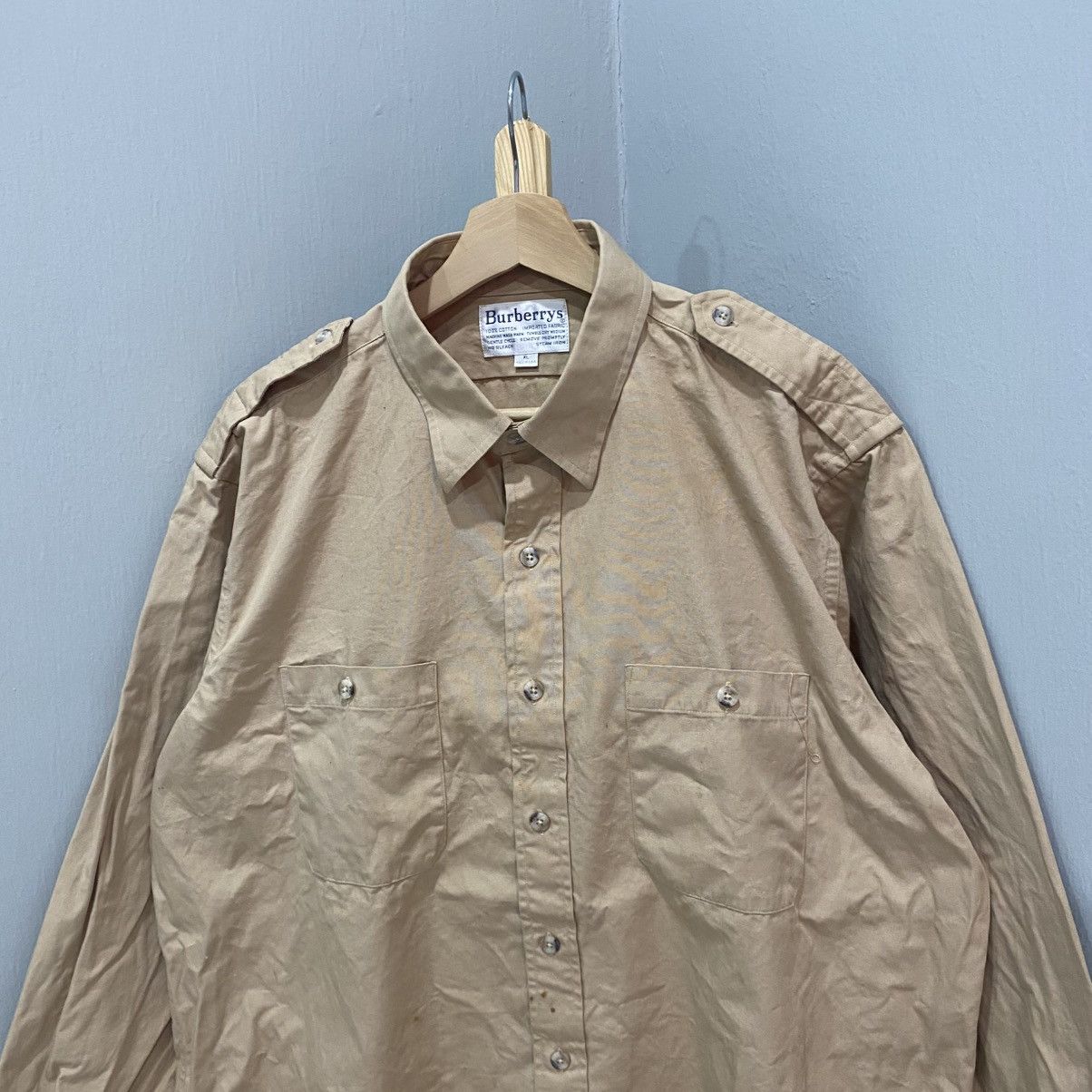 Burberry Vintage Burberrys Khaki Military Safari Work Shirt Epaulets Size US XL / EU 56 / 4 - 3 Thumbnail