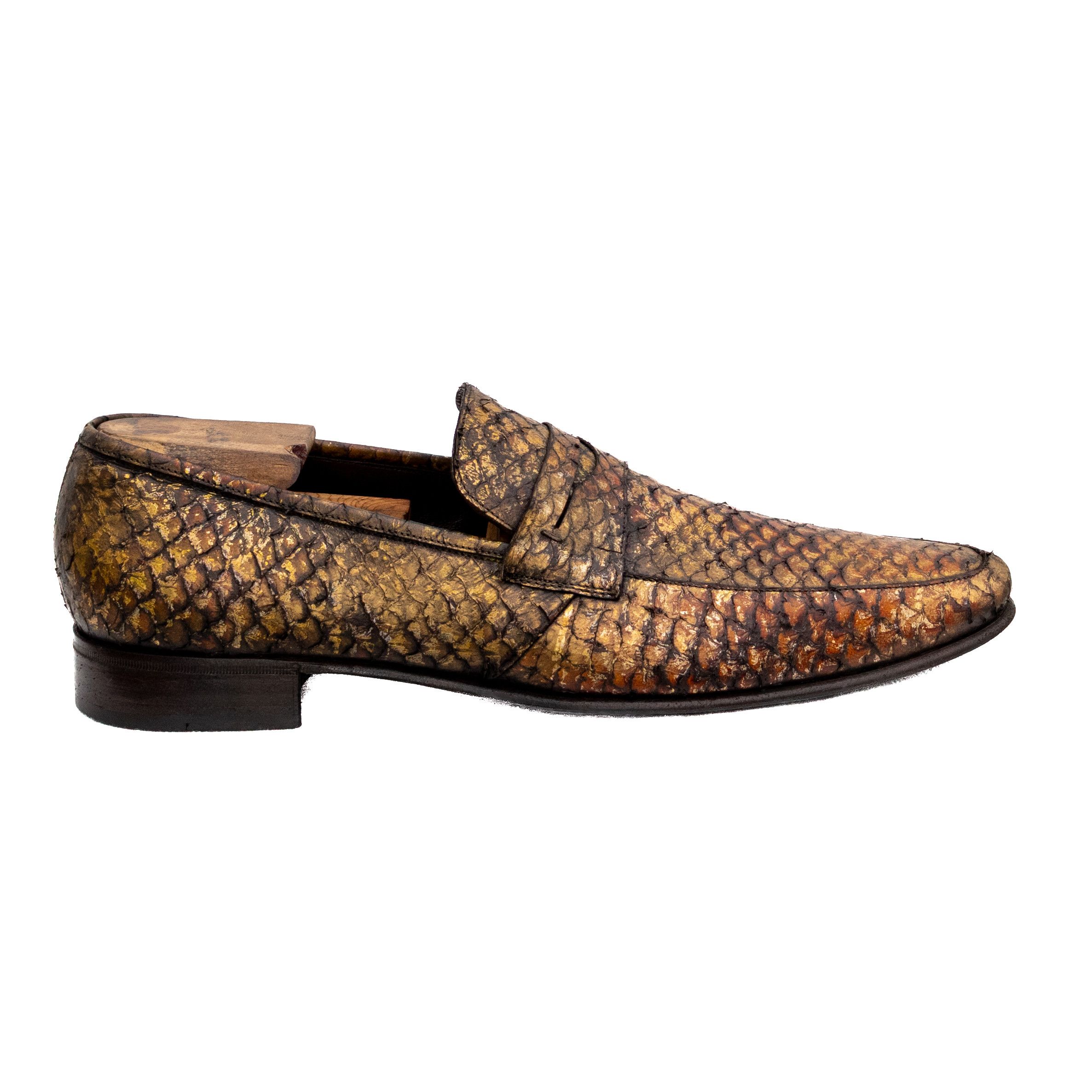 Salvatore Ferragamo Salvatore Ferragamo Python Snakeskin Loafers Gold US 12 Size US 12 / EU 45 - 3 Thumbnail