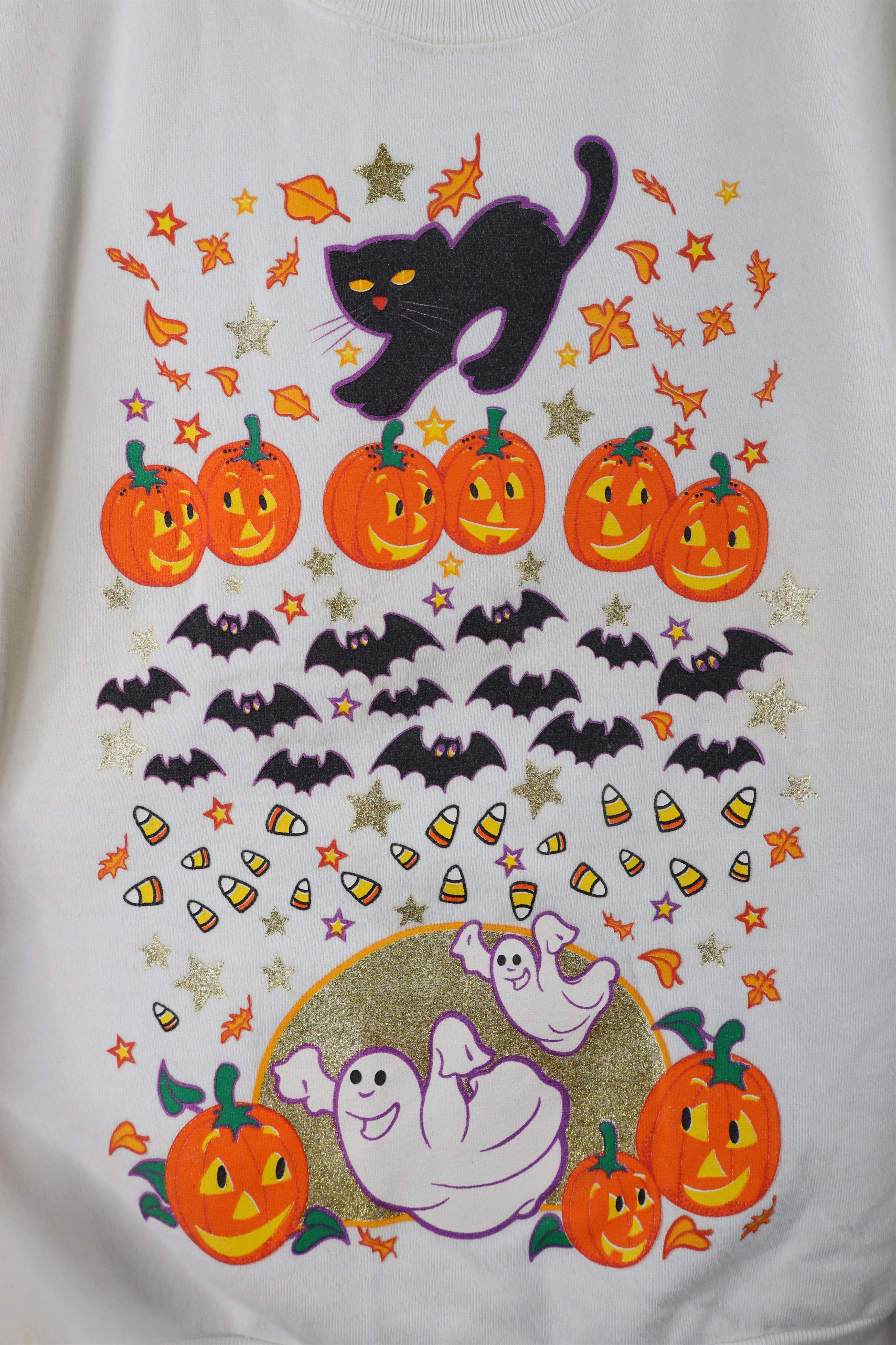 Vintage Vintage 90s Halloween Pumpkin Ghost Cat Sweatshirt USA Size L / US 10 / IT 46 - 4 Thumbnail