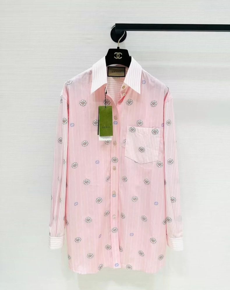 Gucci Gucci Size 36 Shirt 24 new flower logo pink shirt 2501-Next Size US XXS / EU 40 - 1 Thumbnail