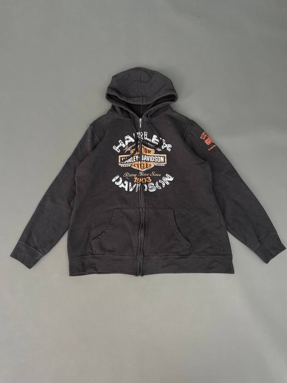 Harley Davidson × Vintage Harley Davidson Y2K Vintage Big Logo Zip Hoodie Size US XL / EU 56 / 4 - 1 Thumbnail