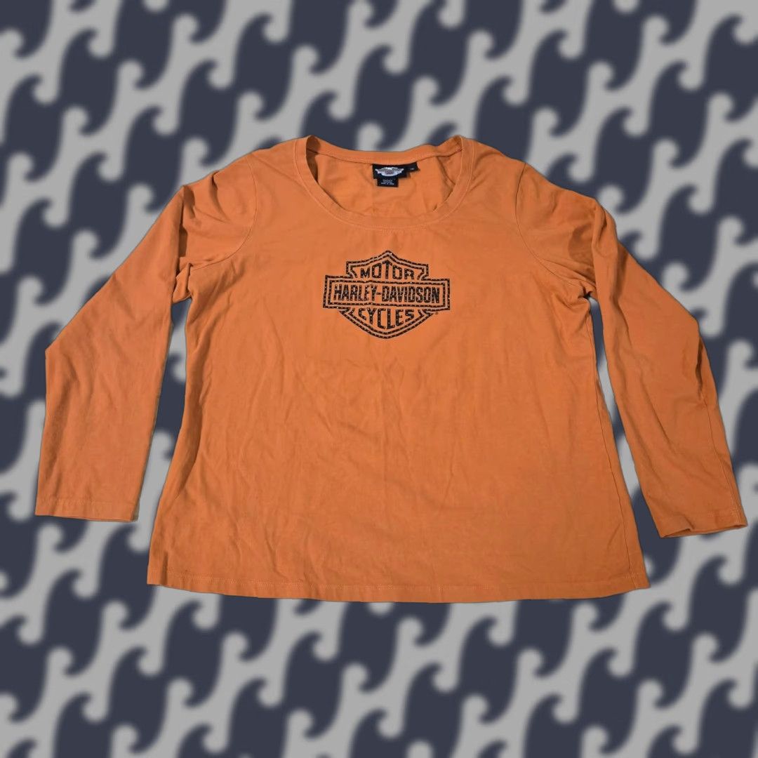 Harley Davidson VINTAGE Harley-Davidson Shirt Womens 1W Orange Long Sleeve Bar & Shield Logo Motorcycle Size XL / US 12-14 / IT 48-50 - 1 Thumbnail