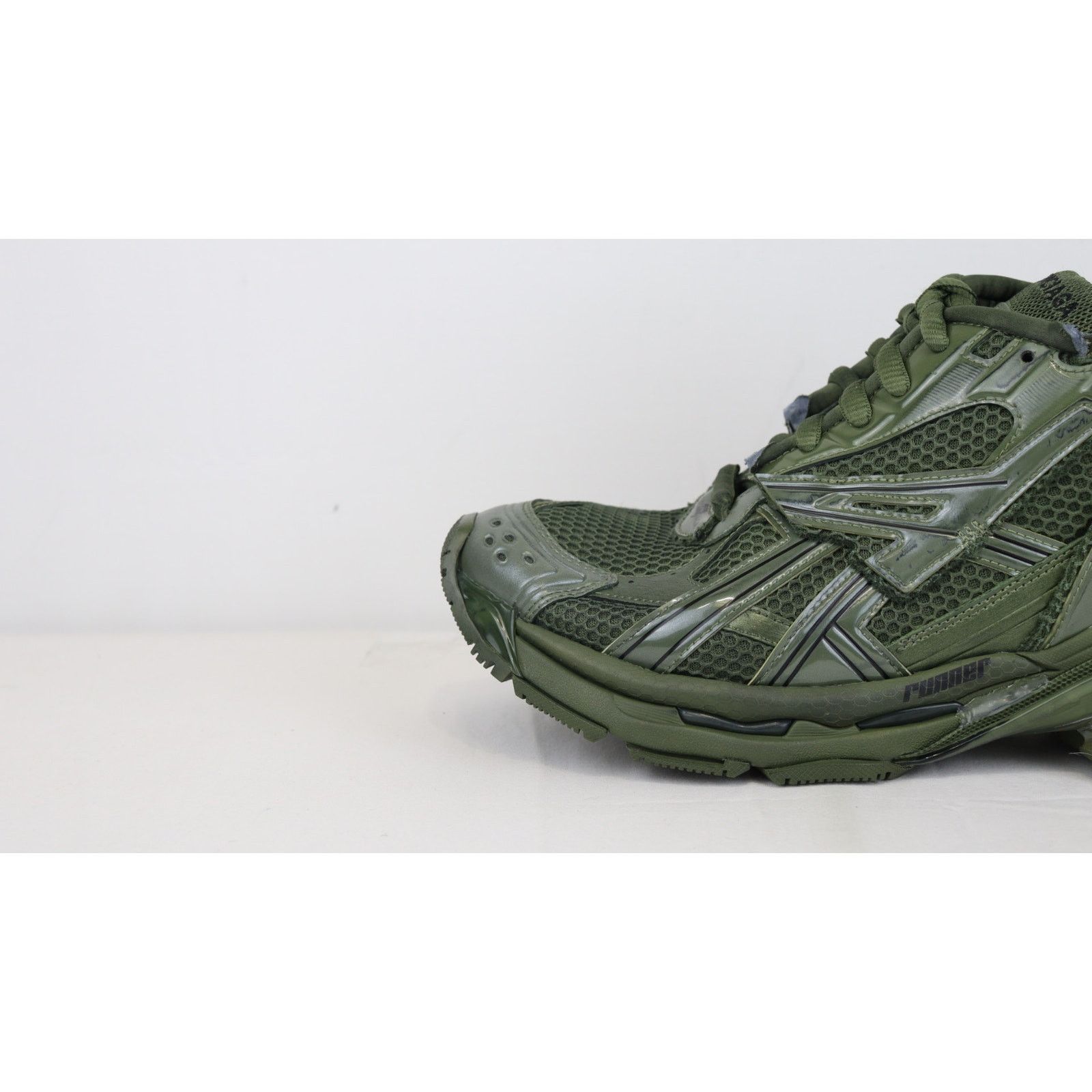 Balenciaga o1rshd1 Mesh Rubber Runner Sneakers in Kaki Size US 11 / EU 44 - 7 Thumbnail