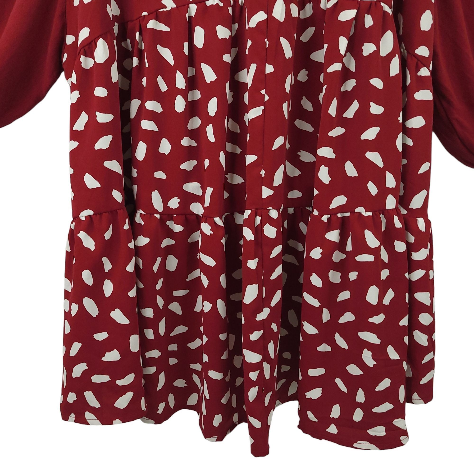 Other Umgee Burgundy Babydoll Tunic Top L Dalmatian Print Collar Size L / US 10 / IT 46 - 8 Thumbnail