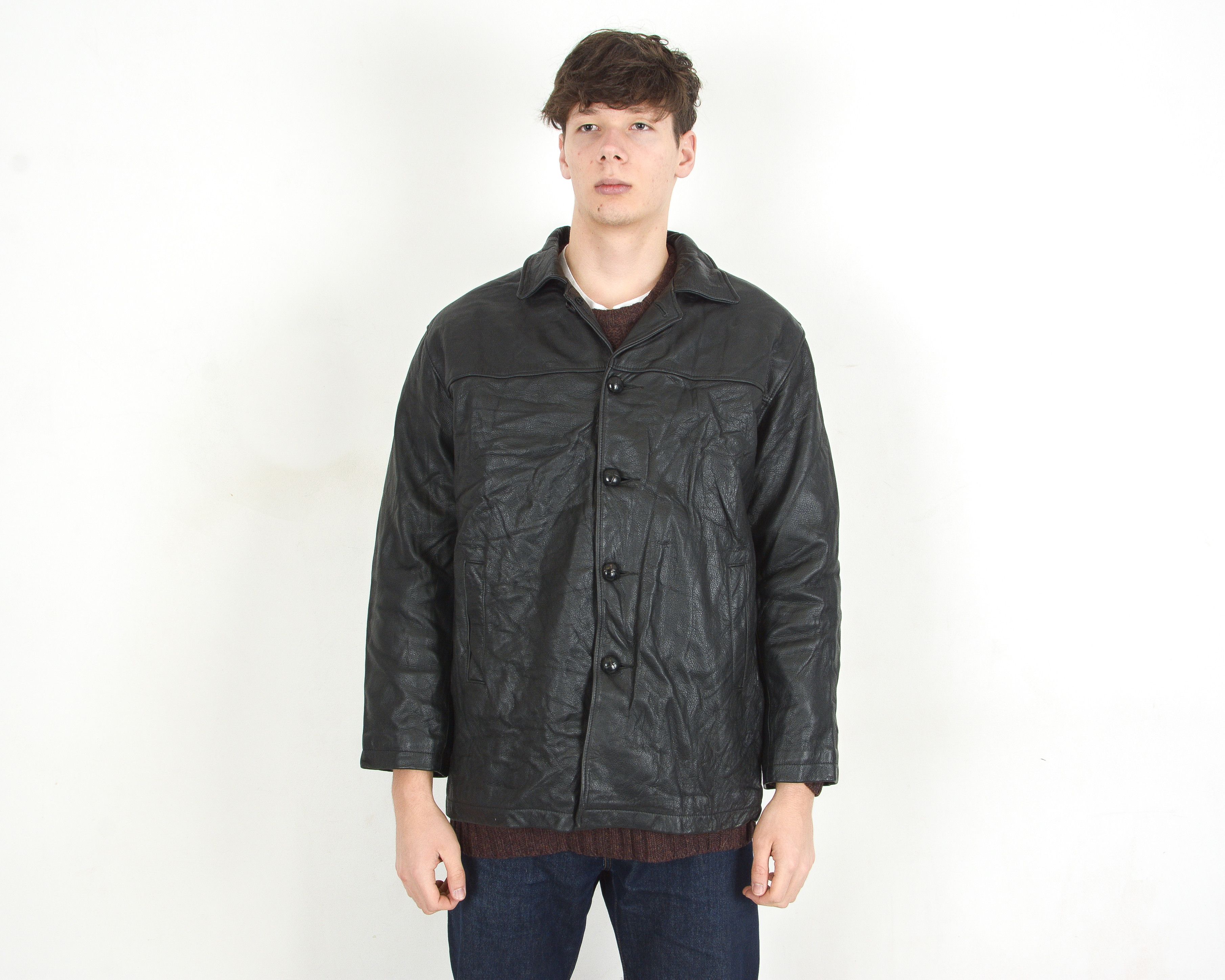 Roots × Vintage made in Canada Leather Jacket Sz L Lined Coat Men's, Jacket Size US L / EU 52-54 / 3 - 2 Thumbnail