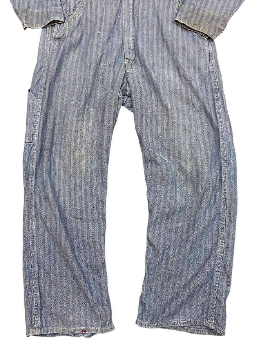 Sears VTG 40s Sears HBT Herringbone Thrashed Striped Jumpsuit Size US 43 - 8 Thumbnail
