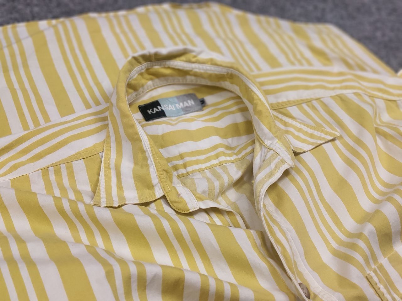 Kansai Yamamoto Vintage 90's Kansai Yamamoto Man Striped Yellow Casual shirt Size US M / EU 48-50 / 2 - 11 Thumbnail