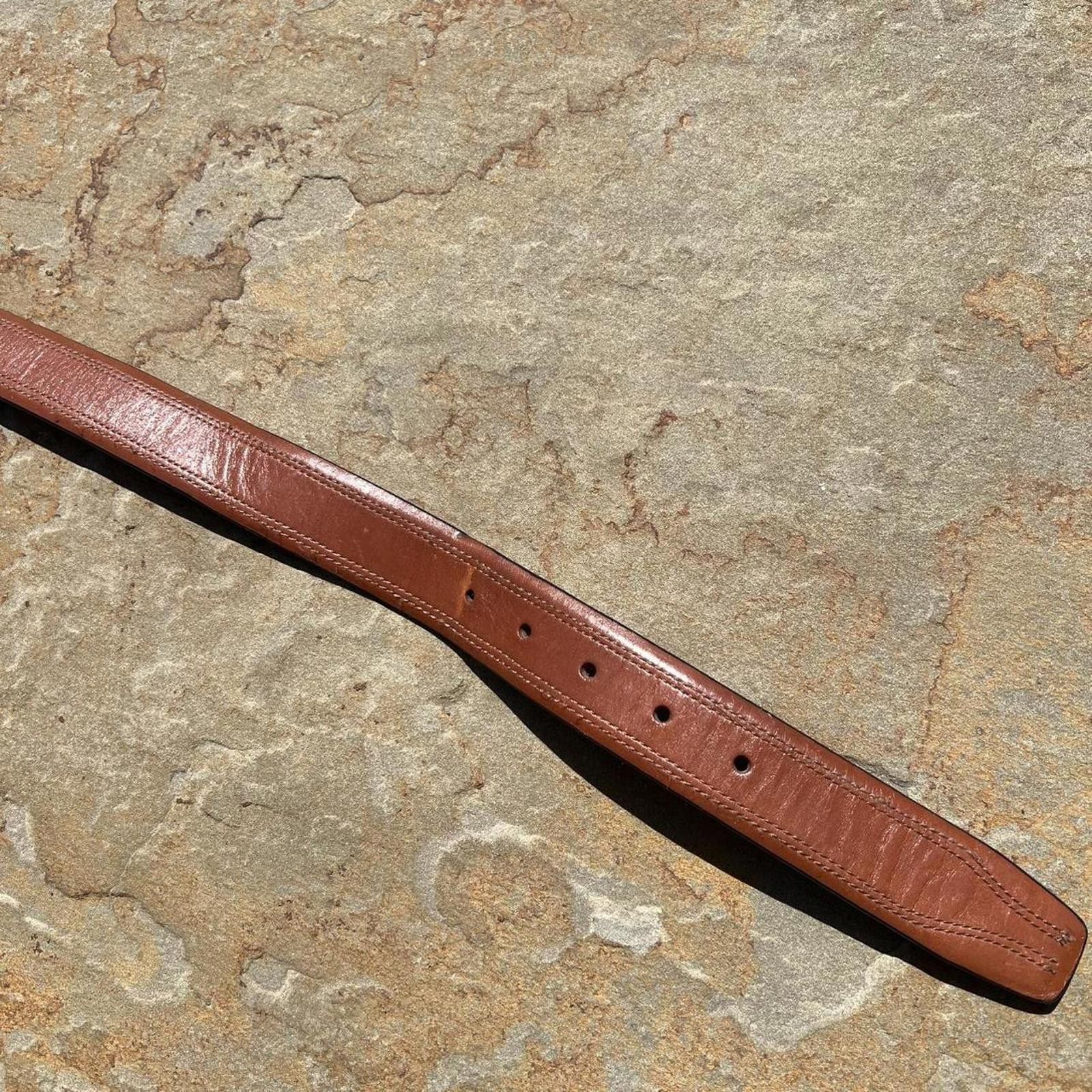Fossil Y2K Light Brown Double Stitched Leather Belt Size ONE SIZE - 5 Thumbnail