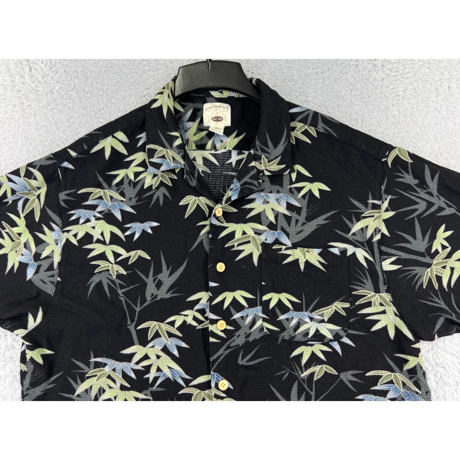 Vintage VINTAGE Original Island Sport Shirt Mens XL Black Bamboo 100% Rayon Floral Hawaii Aloha Button-Up Short Sleeve Casual Dressy Size US XL / EU 56 / 4 - 4 Thumbnail