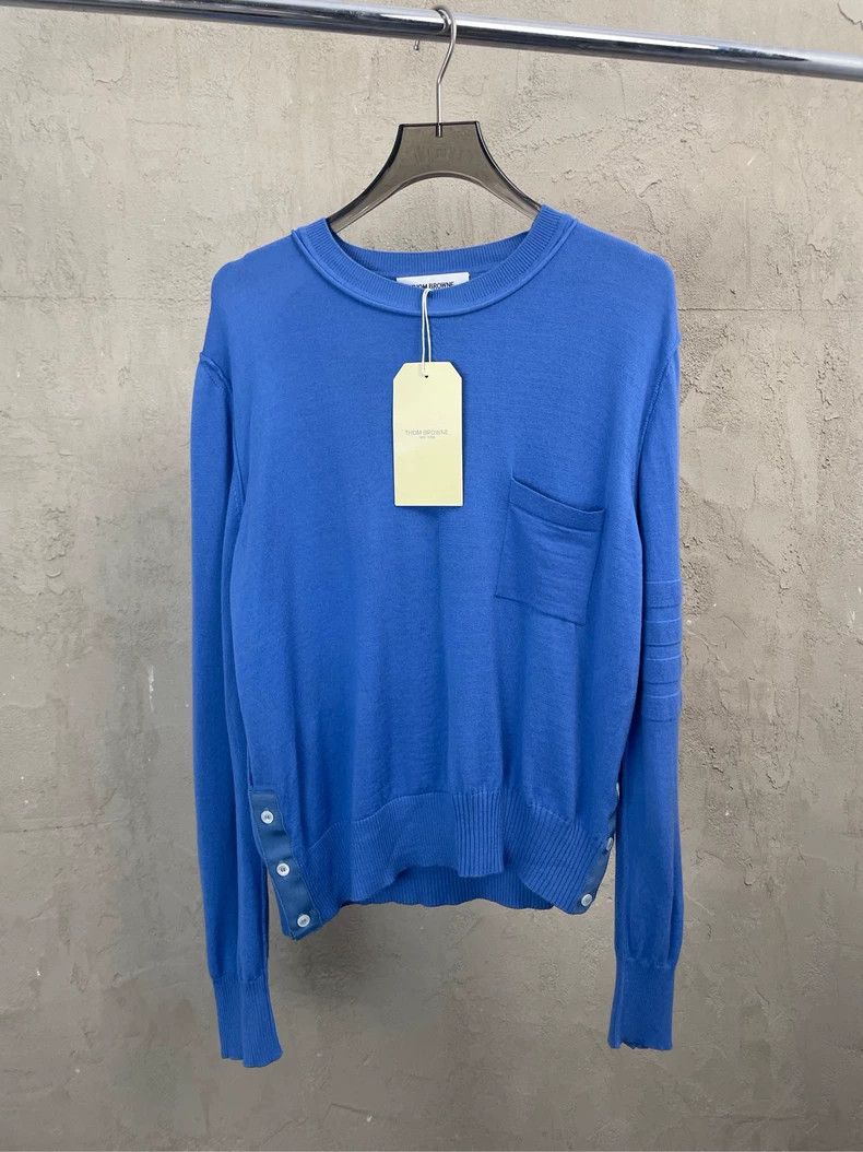 Thom Browne Thom Browne size2 Sea blue pocket knit wool sweater Size US M / EU 48-50 / 2 - 3 Thumbnail