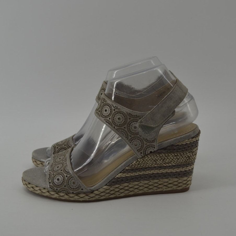 Johnston & Murphy Johnston & Murphy Wedge Sandals Gray Cutout Espadrille 7.5 Size US 7.5 / IT 37.5 - 12 Thumbnail