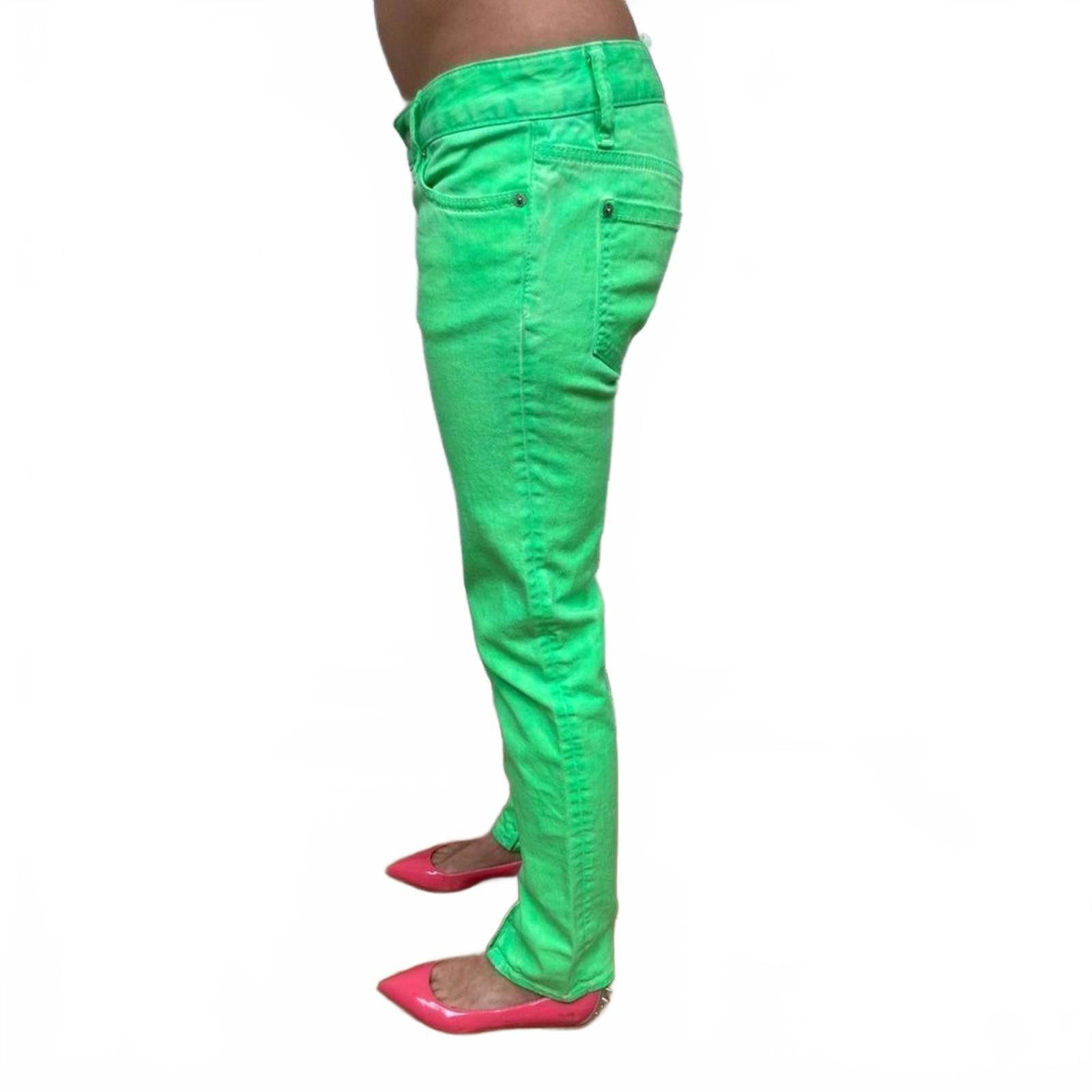 Dsquared2 Dsquared² 4 Neon Green Low-Rise Skinny Jeans Made in Italy Size 27" / US 4 / IT 40 - 4 Thumbnail