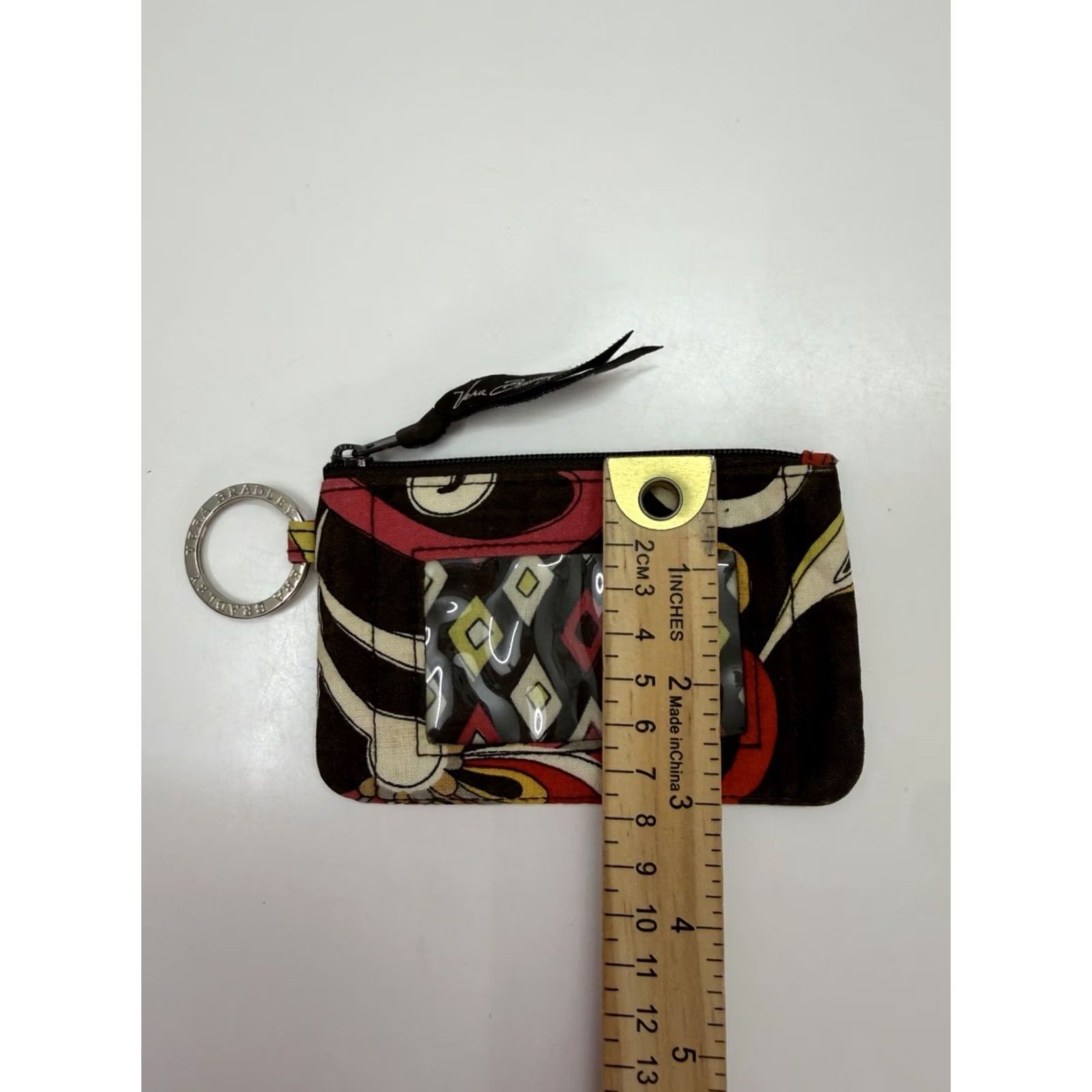 Vera Bradley Vera Bradley Wallet Zip ID Brown Floral Quilted Rectangular Key Ring Women Size ONE SIZE - 7 Thumbnail