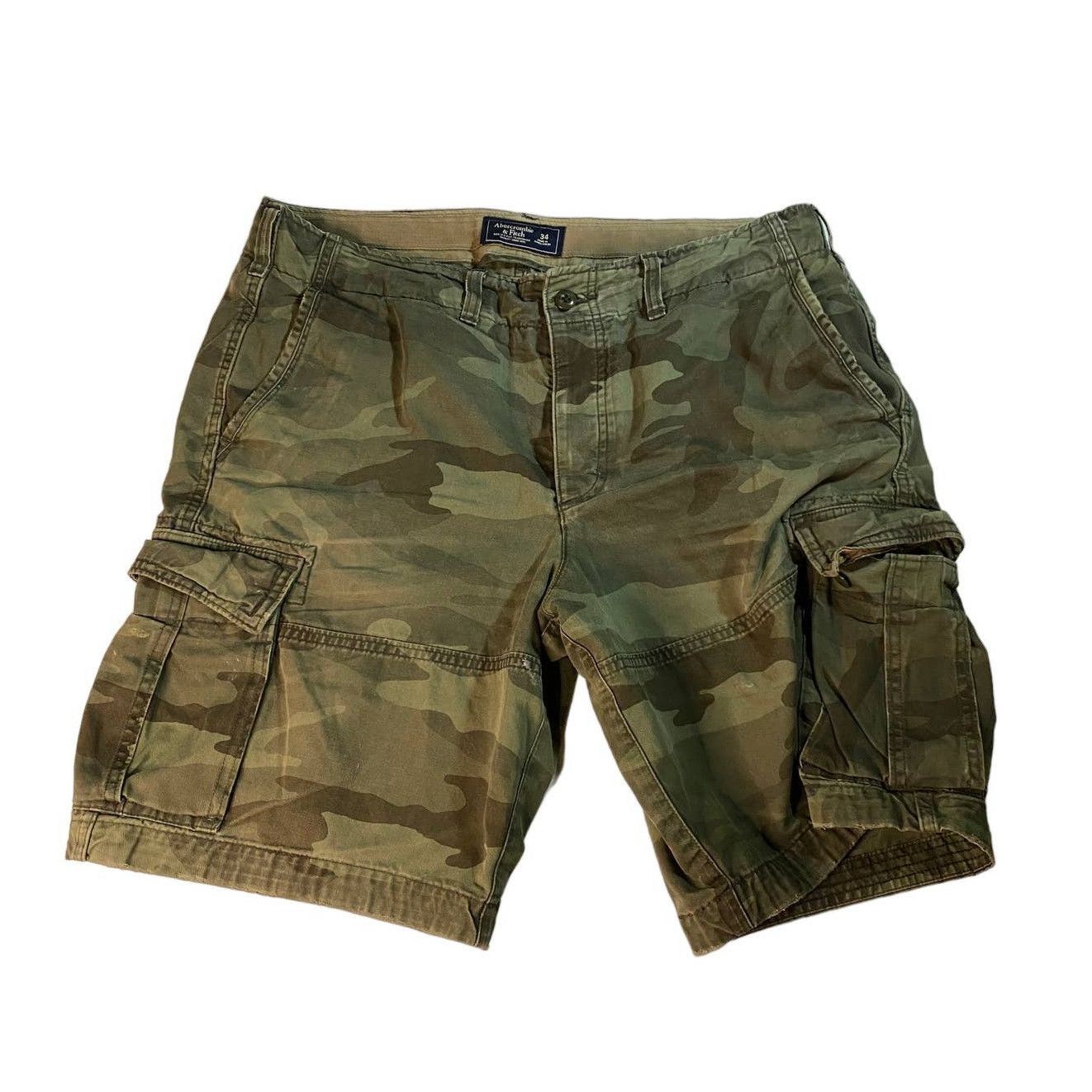 Abercrombie & Fitch Twill 7 Pocket Heavy hot Military Camo Cargo Shorts sz 34