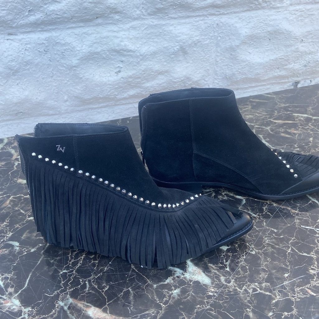 Zadig & Voltaire Zadig & Voltaire Black Fringe Booties Size US 9 / IT 39 - 3 Thumbnail