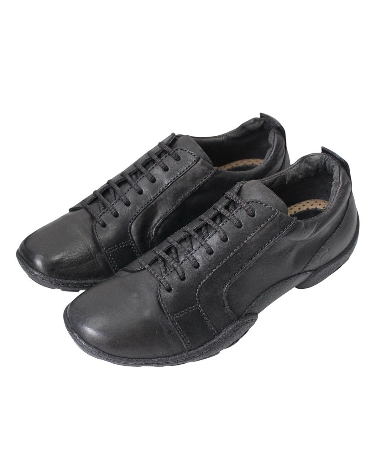 Designer × Japanese Brand 2000S BØRN BLACK LEATHER HANDCRAFTED SNEAKERS Size US 8 / EU 41 - 4 Thumbnail
