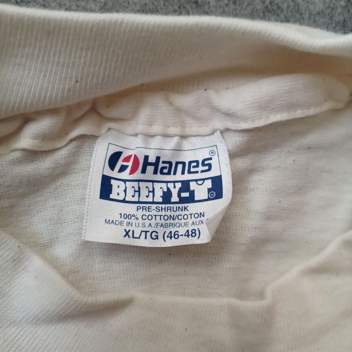 Hanes VINTAGE Hanes Lifeline T Shirt Mens XL Ivory Macaw Winterland 1992 Hanes Beefy-T Animals USA Shirt Mens XL Ivory Macaw 1990s Size US XL / EU 56 / 4 - 2 Thumbnail