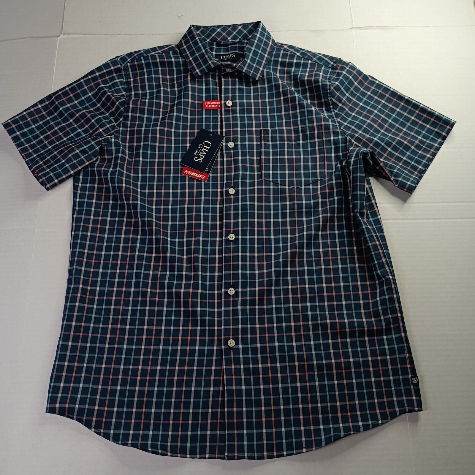 Chaps Chaps Checkered Shirt Men's M Medium Blue Stretch UPF 50 Size US M / EU 48-50 / 2 - 1 Thumbnail