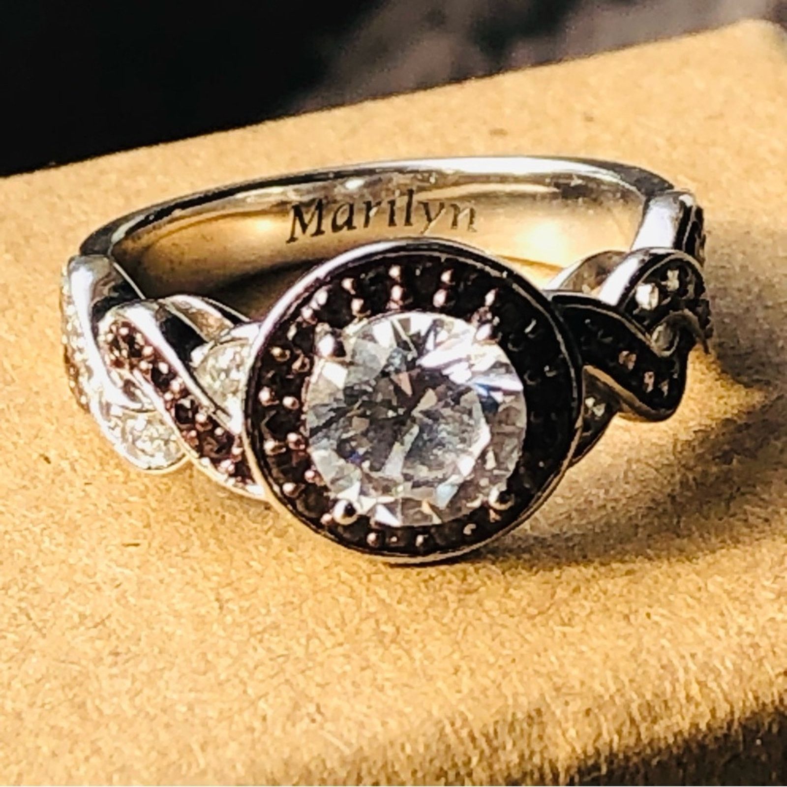 Other Garnet and clear halo CZ 925 sterling silver ring 5.5 Size ONE SIZE - 1 Thumbnail