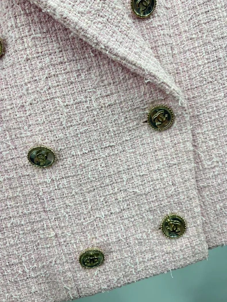 Chanel Chanel Pink tweed lapel jacket Size XXS / US 00 / IT 34 - 2 Thumbnail