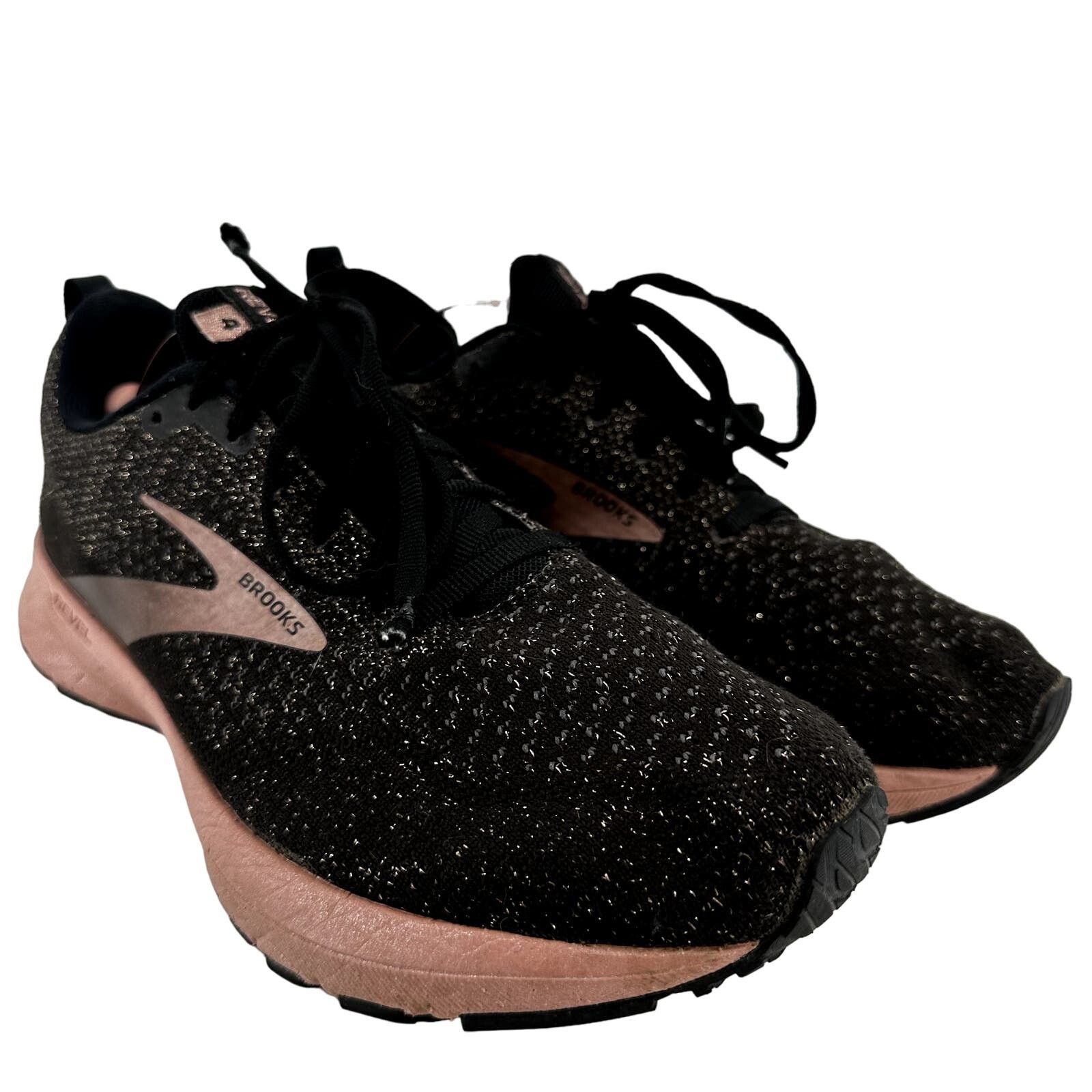 Brooks Revel Road Running Shoes Lace Up Sparkly Black Pink