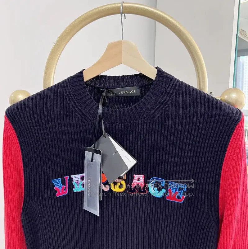 Versace Versace Embroidered Knit Sweater in Deep Blue . Size US XXL / EU 58 / 5 - 4 Thumbnail