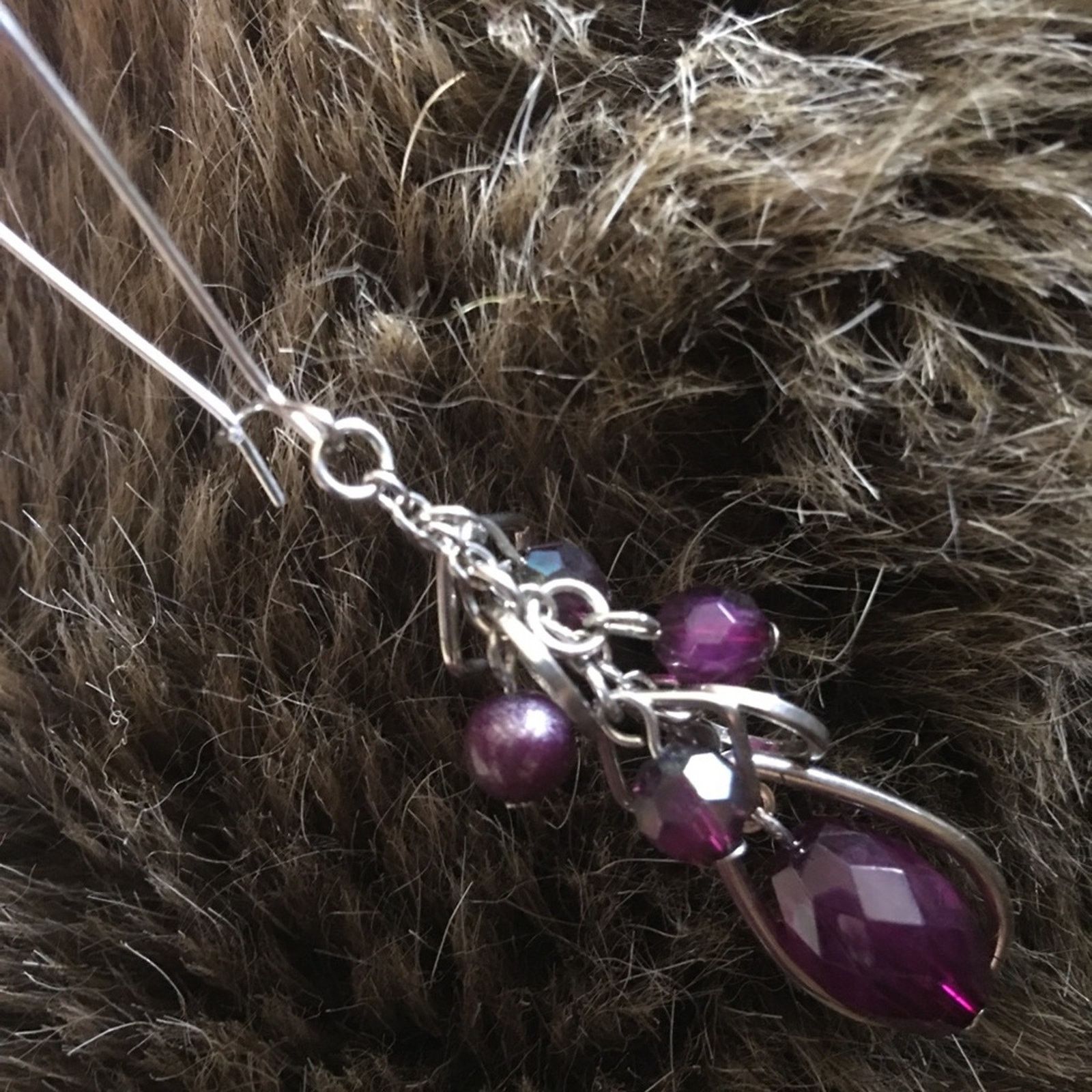 Jewelry Purple faceted bead silver tone ear wire earrings Size ONE SIZE - 2 Thumbnail