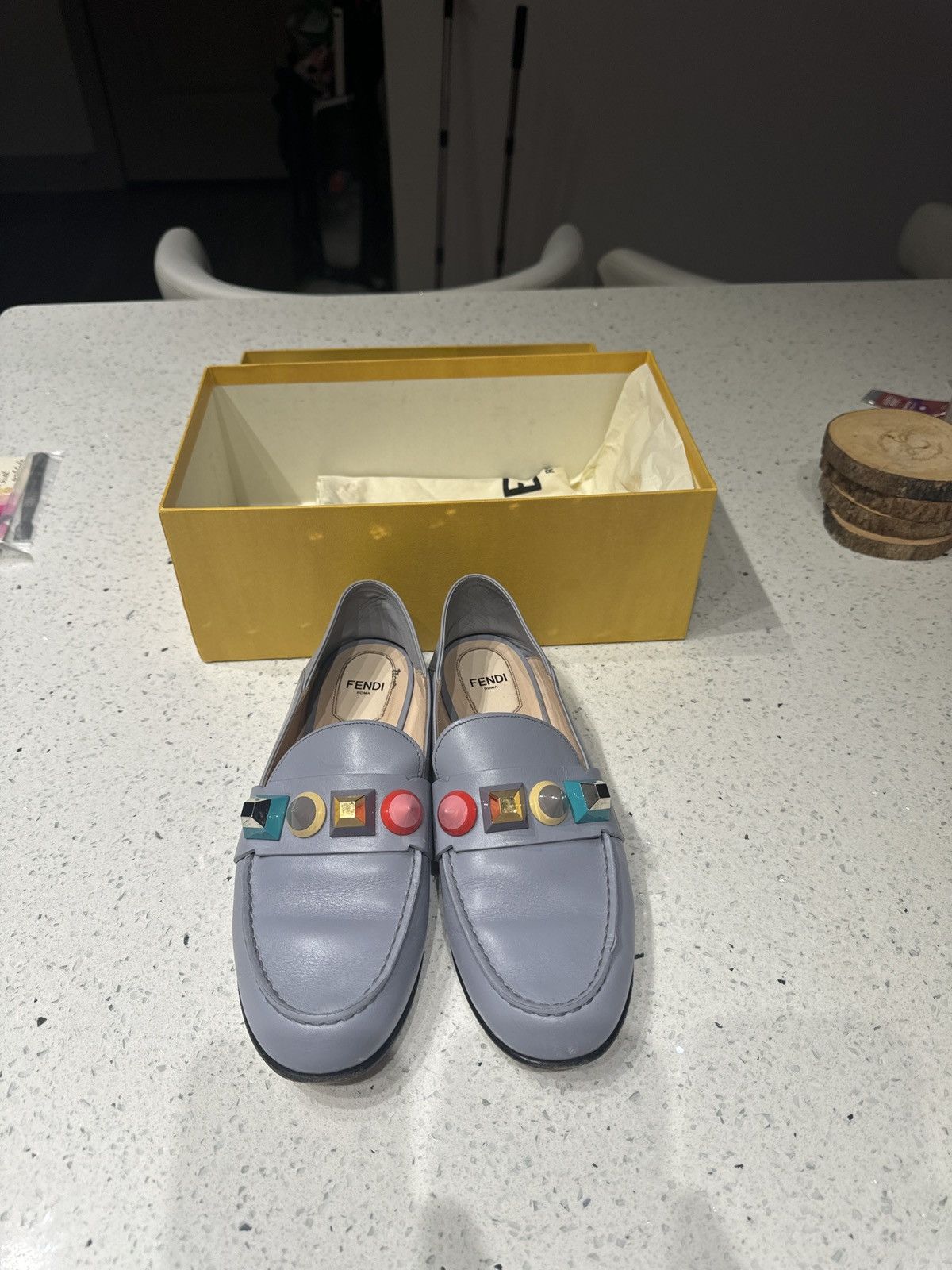 Fendi Fendi Leather Studded Color Block Loafers Size US 8 / IT 38 - 2 Thumbnail