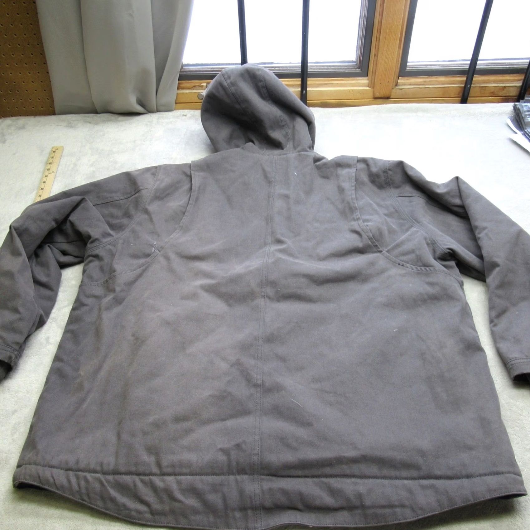 Wrangler Wrangler Jacket Mens 2XL Gray Canvas Sherpa Hooded Pockets Button Work Coat Size US XXL / EU 58 / 5 - 3 Thumbnail
