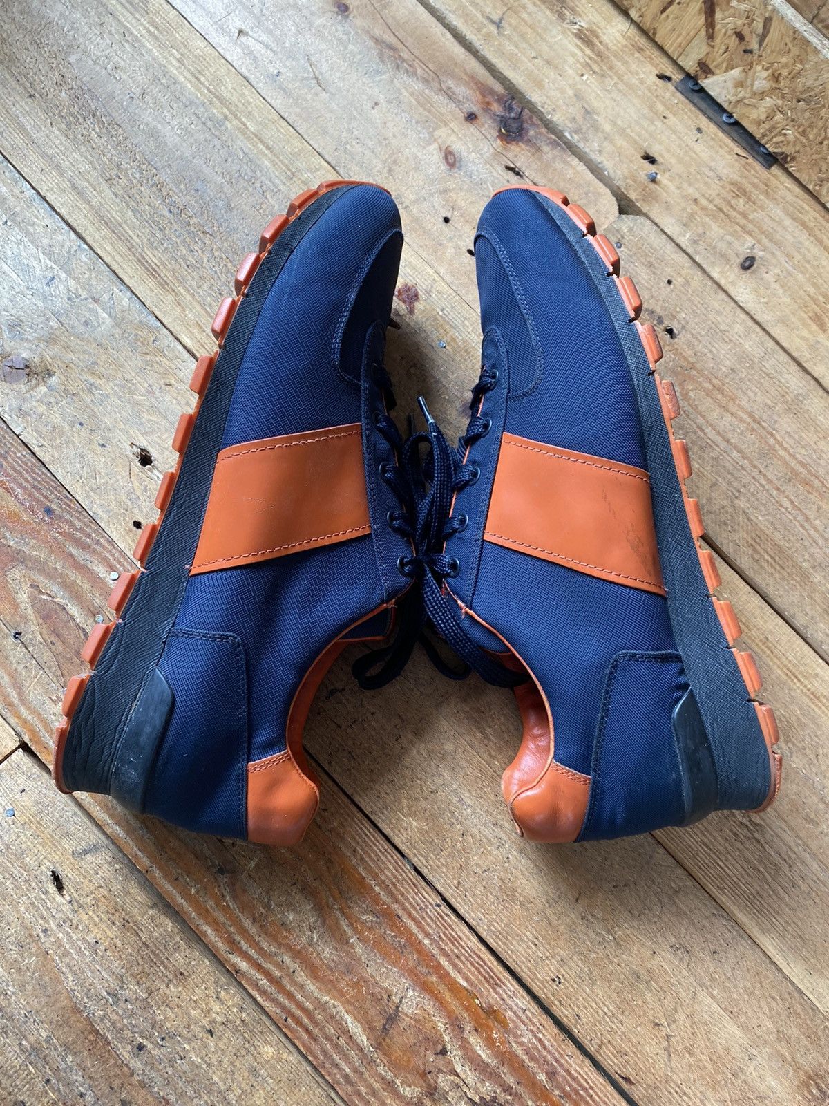 Prada Prada match blue leather trainer sneakers Size US 11.5 / EU 44-45 - 11 Thumbnail