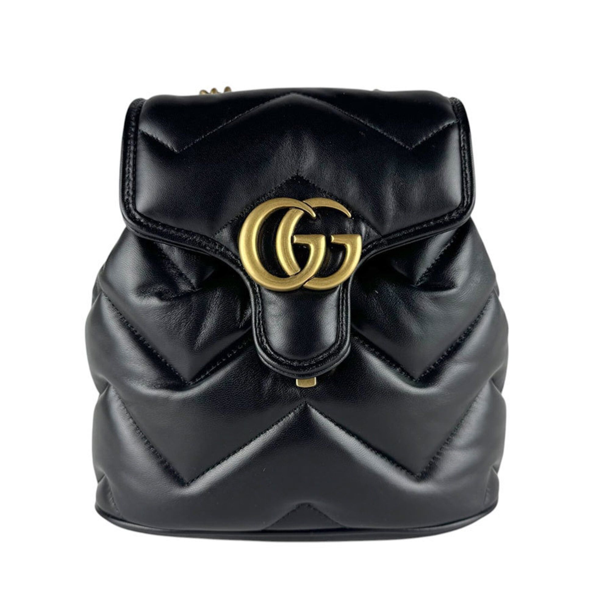 Gucci GUCCI GG Marmont Backpack Velor Black Gold 524568 Auth  display picture 3
