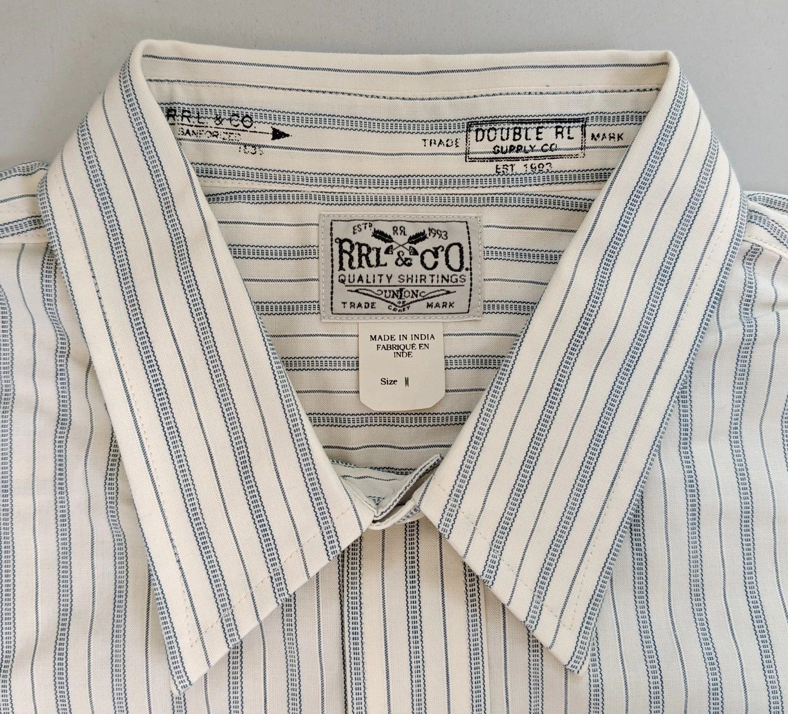 RRL Ralph Lauren Double RL Striped Dobby Shirt GLOBAL SHIPPING T 9102 Size US M / EU 48-50 / 2 - 5 Thumbnail