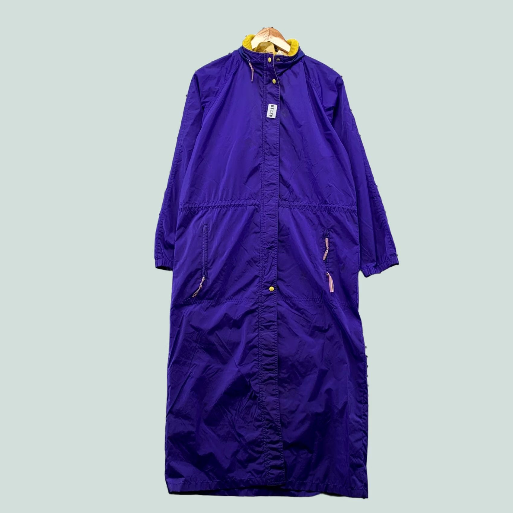 Vintage VINTAGE Woolrich Hooded Rain Coat Small Blueberry Blue Long Nylon Mens Size US S / EU 44-46 / 1 - 1 Thumbnail